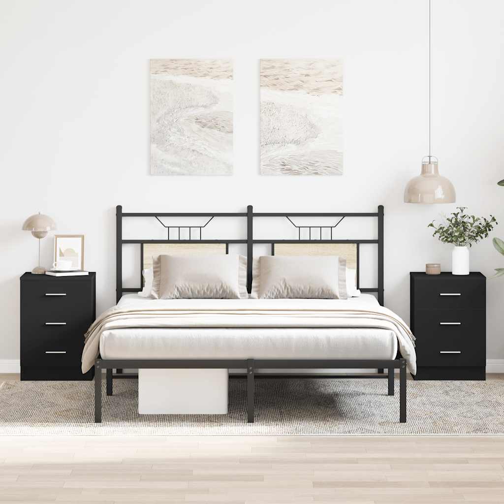 Tables de chevet 2 pcs Noir 38x35x56 cm Bois d'ingénierie - XIOS