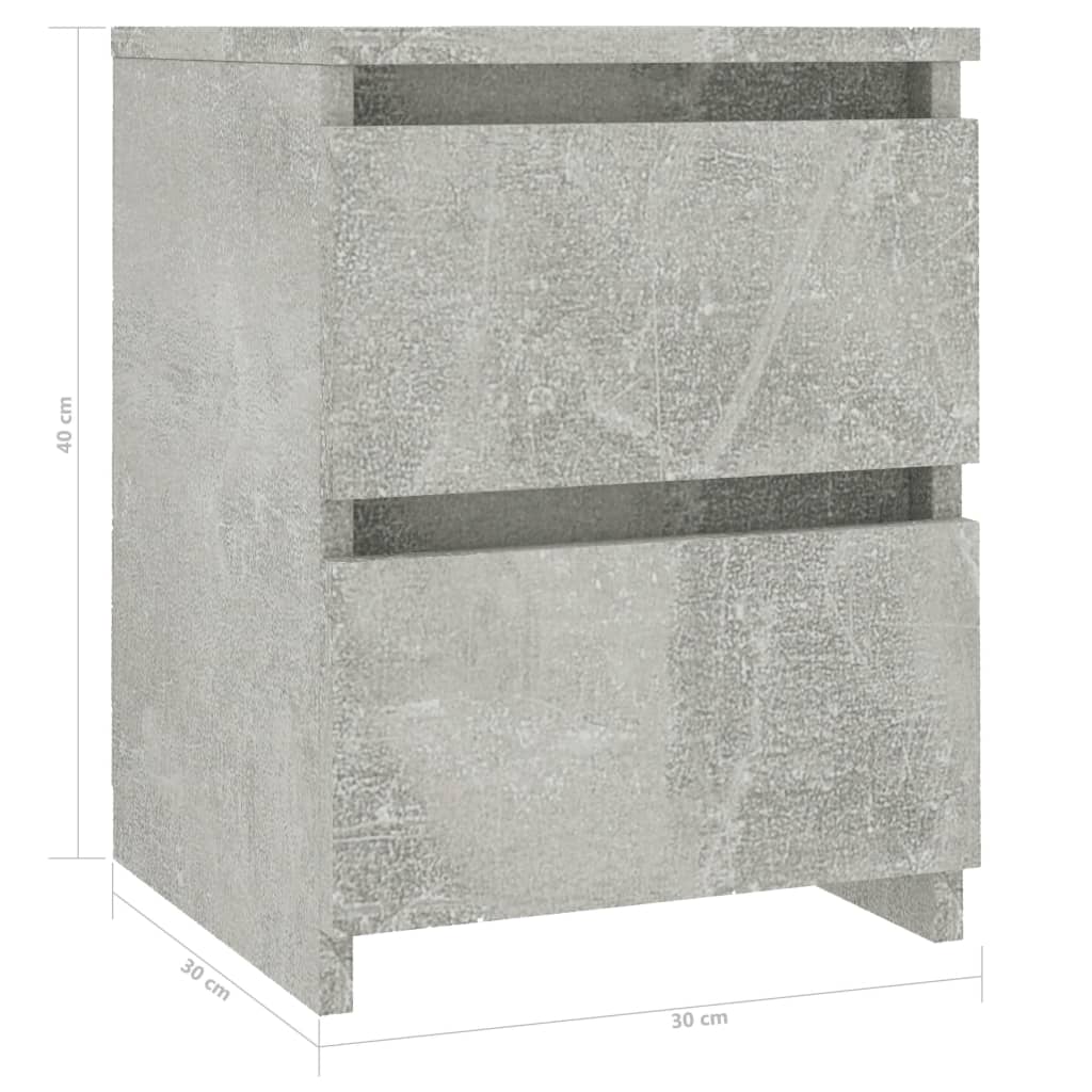 Tables de chevet 2 pcs Gris béton 30x30x40 cm Bois d’ingénierie - XIOS