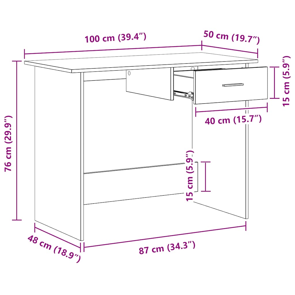 Bureau Gris béton 100x50x76 cm Bois d’ingénierie - XIOS