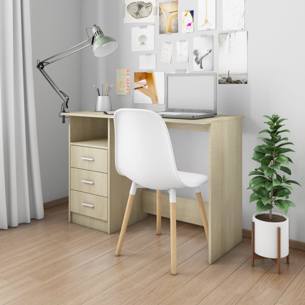 Bureau avec tiroirs Chêne sonoma 110x50x76 cm Aggloméré - XIOS