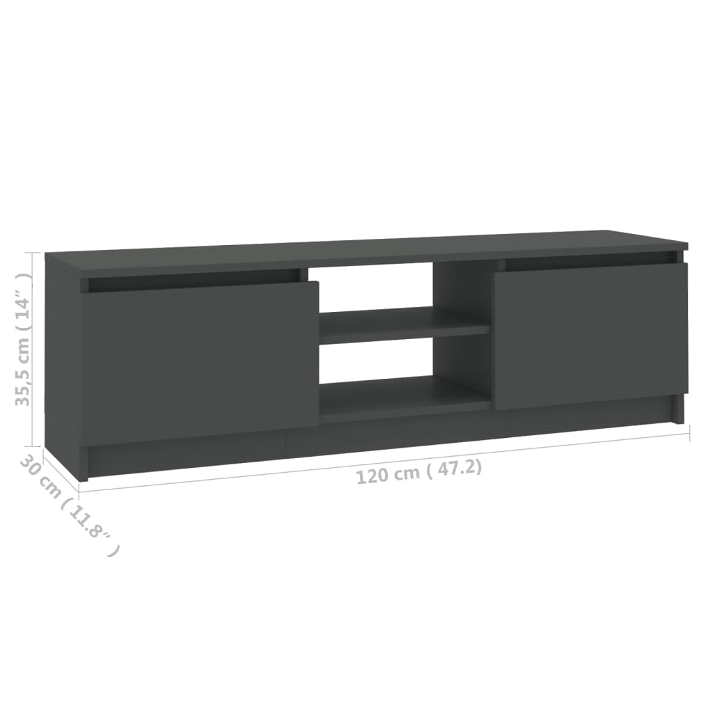 Meuble TV Gris 120x30x35,5 cm Bois d'ingénierie - XIOS