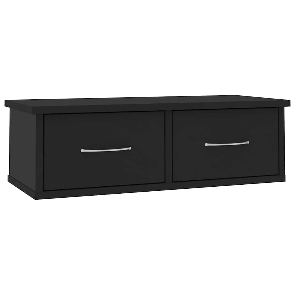 Étagère murale avec tiroirs noir 60x26x18,5cm Bois d'ingénierie - XIOS
