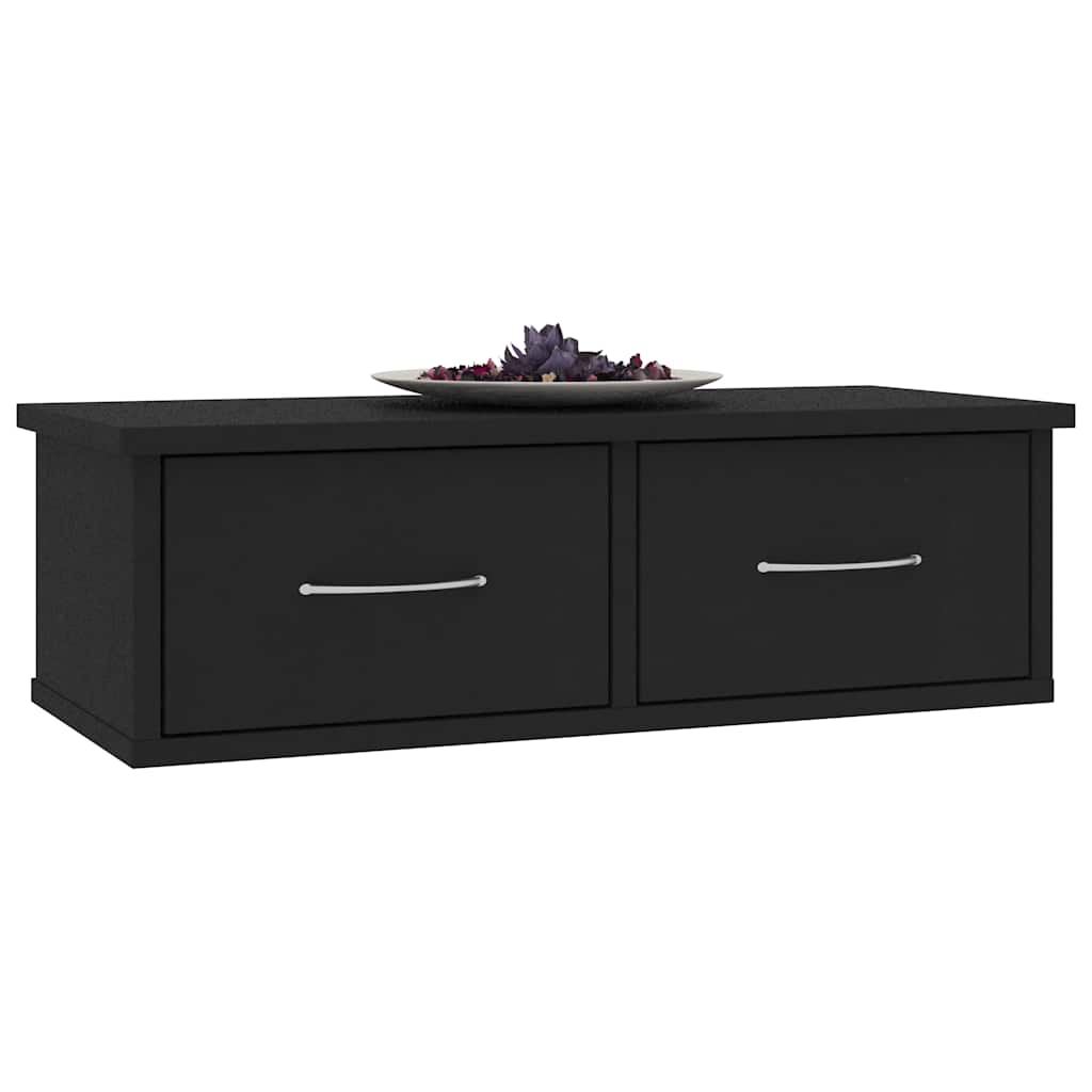 Étagère murale avec tiroirs noir 60x26x18,5cm Bois d'ingénierie - XIOS
