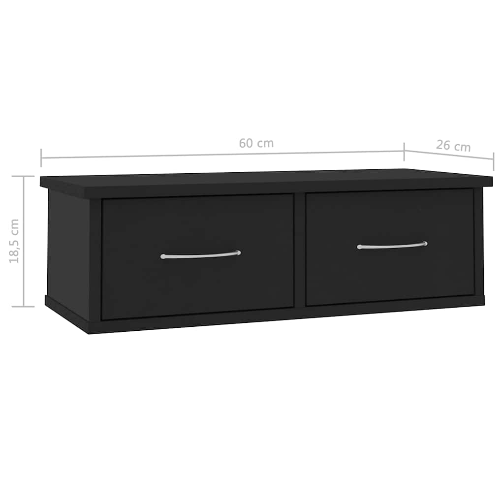 Étagère murale avec tiroirs noir 60x26x18,5cm Bois d'ingénierie - XIOS