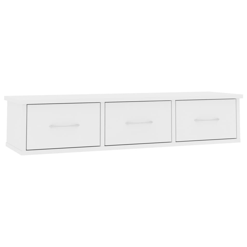 Étagère murale avec tiroirs Blanc 88x26x18,5 cm bois ingénierie - XIOS