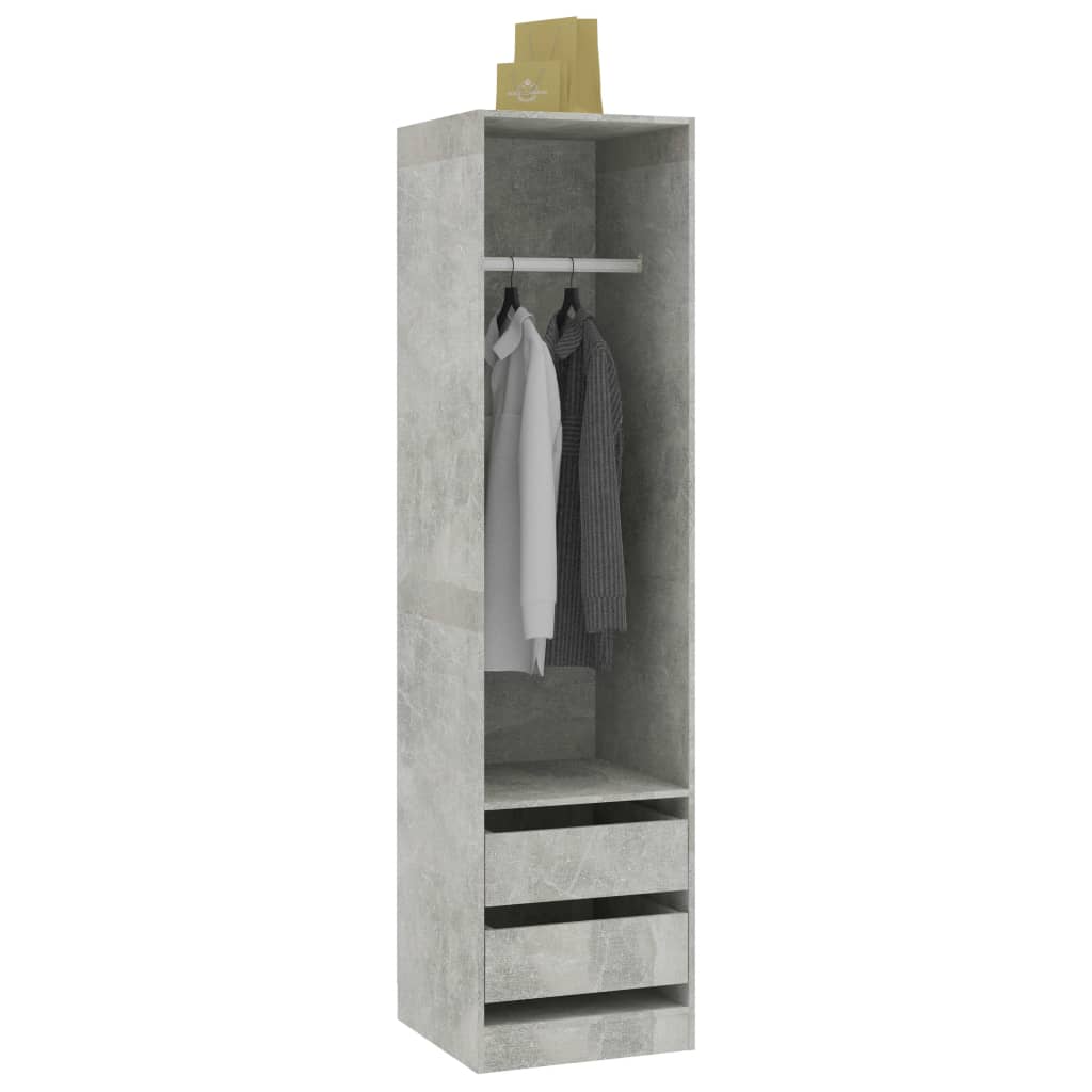 Garde-robe avec tiroirs Gris béton 50x50x200 cm Bois ingénierie - XIOS