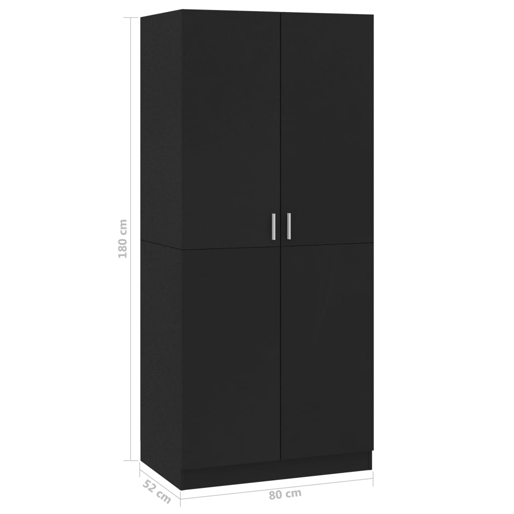 Garde-robe Noir 80x52x180 cm Bois d’ingénierie - XIOS