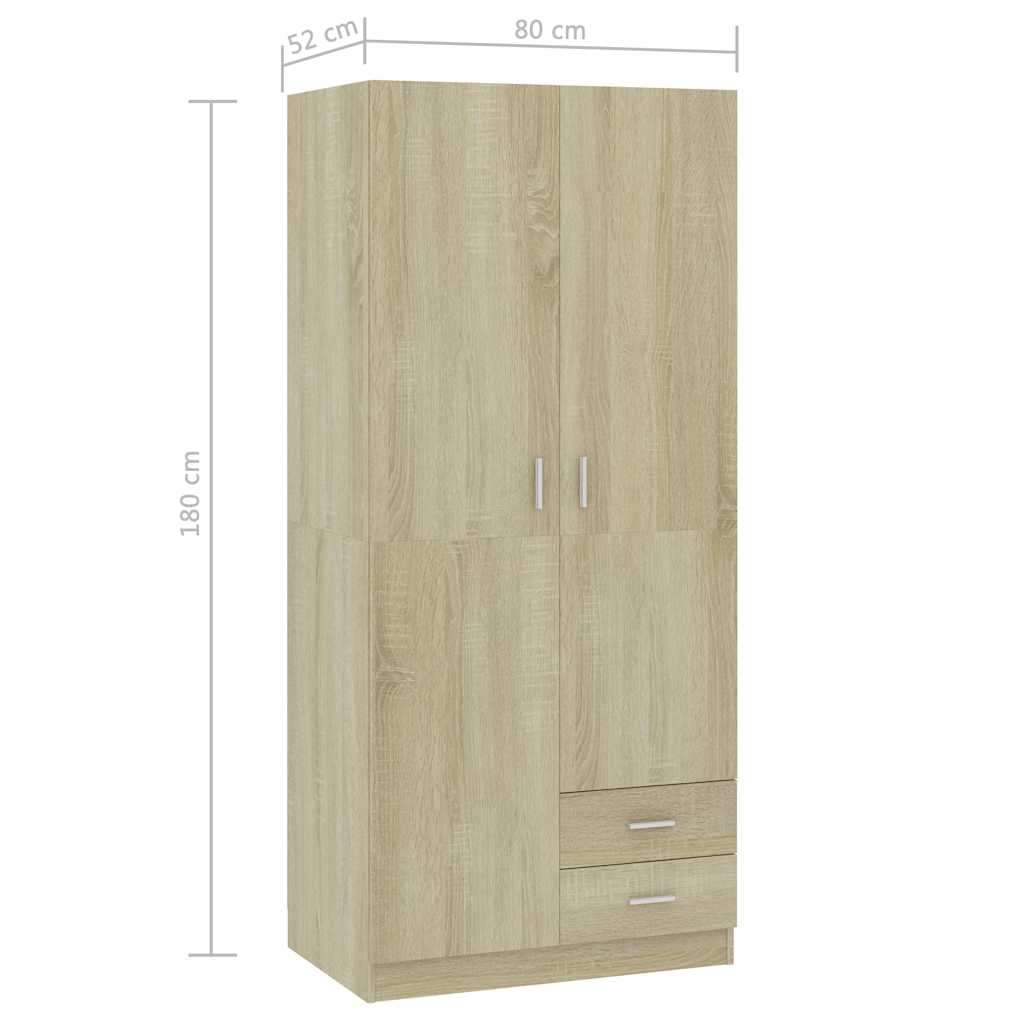 Garde-robe Chêne sonoma 80x52x180 cm Aggloméré - XIOS