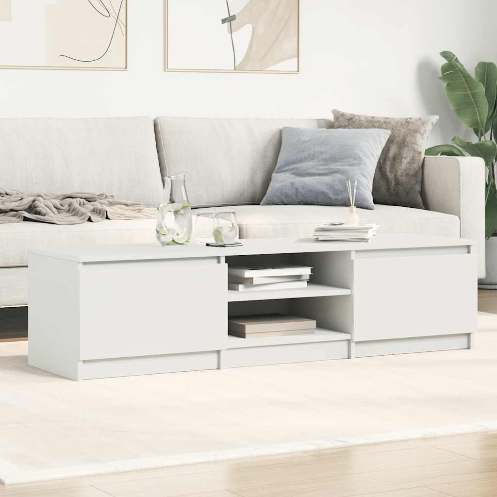 Meuble TV Blanc 140x40x35,5 cm Bois d'ingénierie - XIOS
