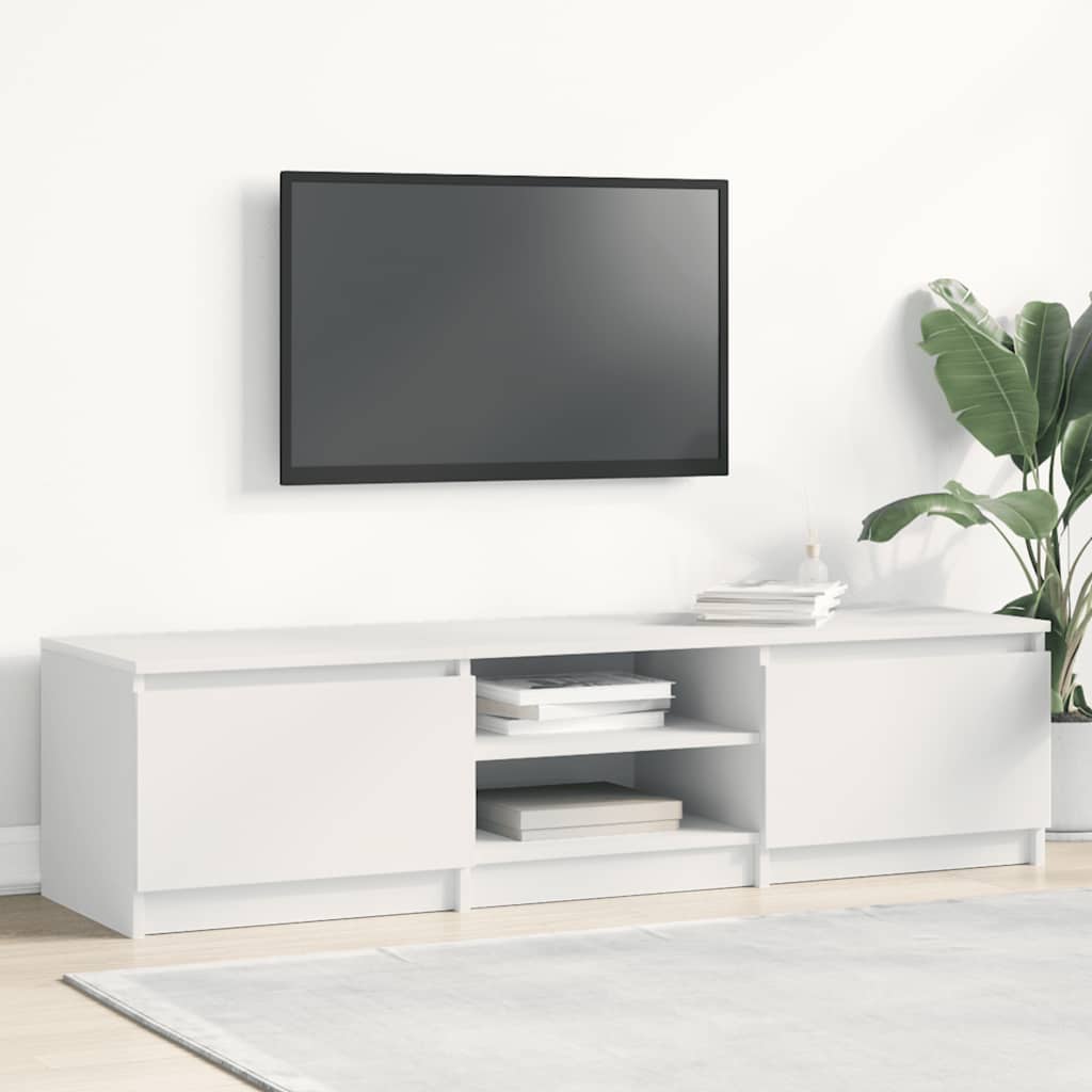 Meuble TV Blanc 140x40x35,5 cm Bois d'ingénierie - XIOS