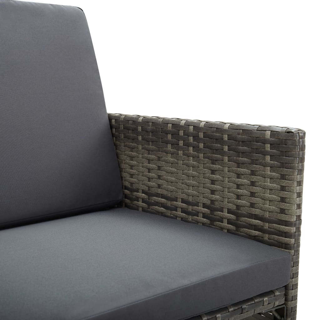 Ensemble à manger d'extérieur 5pcs coussins résine tressée gris - XIOS
