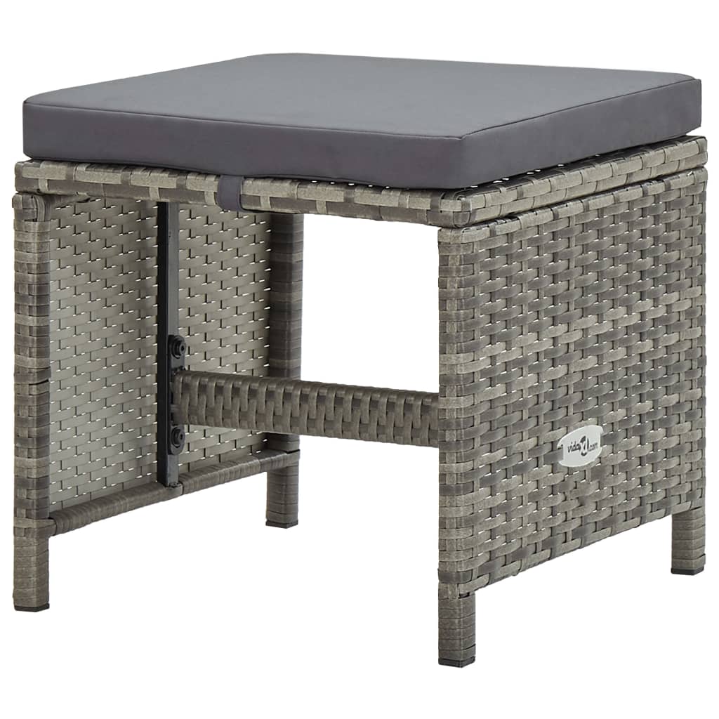 Ensemble à manger d'extérieur 5pcs coussins résine tressée gris - XIOS