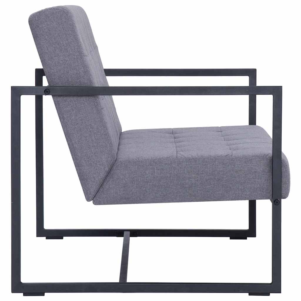 Canapé-lit à 2 places avec accoudoirs gris clair acier et tissu - XIOS