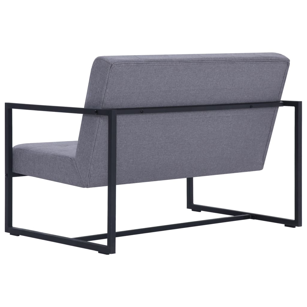 Canapé-lit à 2 places avec accoudoirs gris clair acier et tissu - XIOS