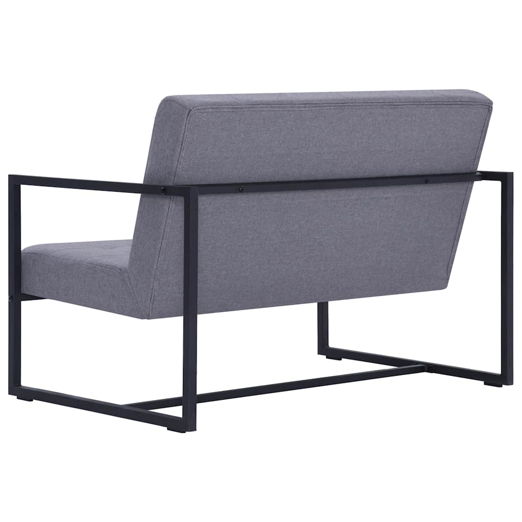 Canapé-lit à 2 places avec accoudoirs gris clair acier et tissu - XIOS