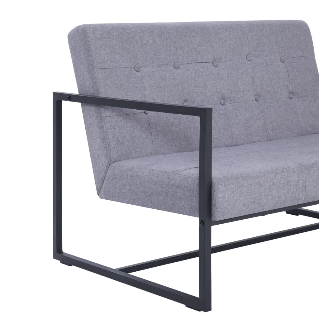 Canapé-lit à 2 places avec accoudoirs gris clair acier et tissu - XIOS