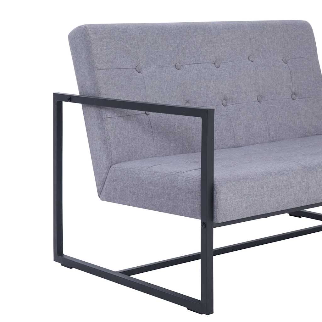 Canapé-lit à 2 places avec accoudoirs gris clair acier et tissu - XIOS