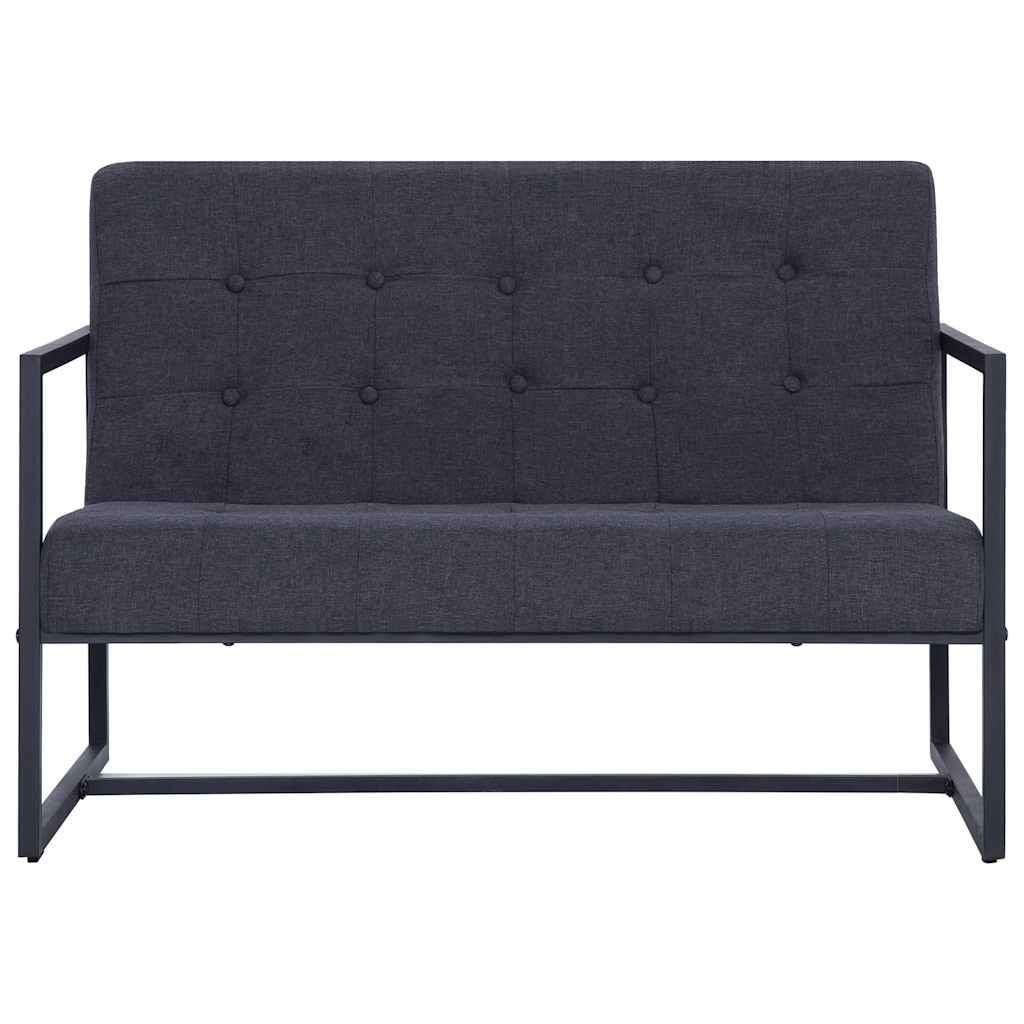 Canapé 2 places avec accoudoirs gris foncé en acier et tissu