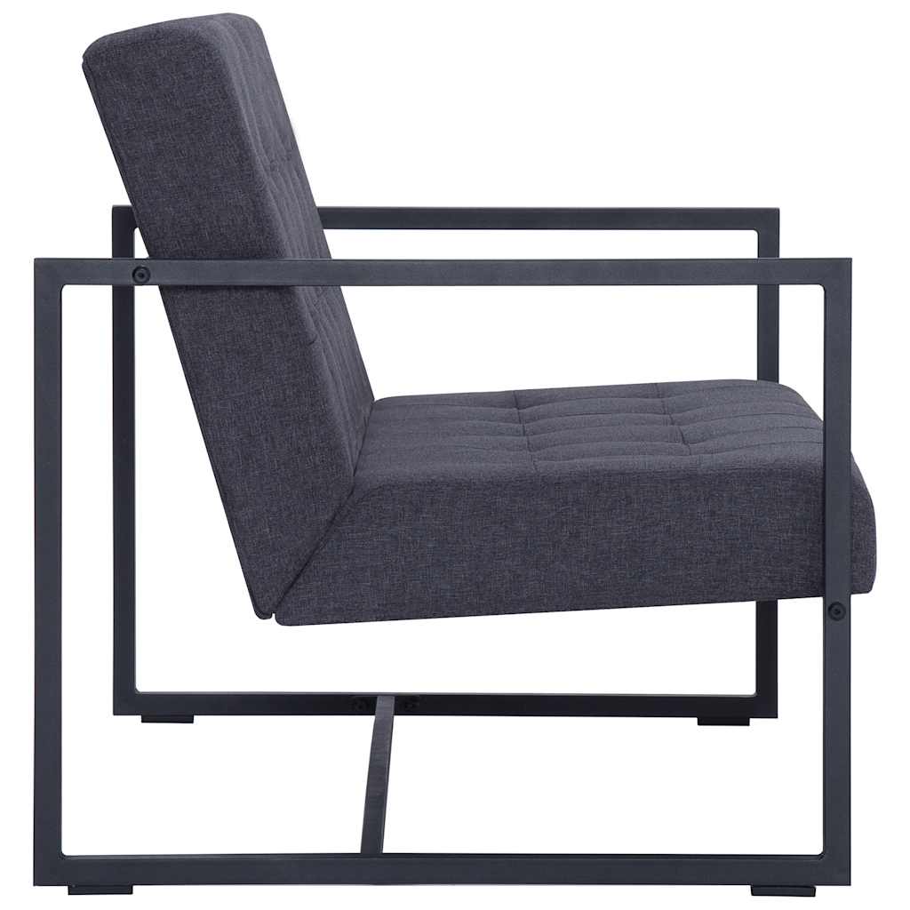 Canapé 2 places avec accoudoirs gris foncé en acier et tissu