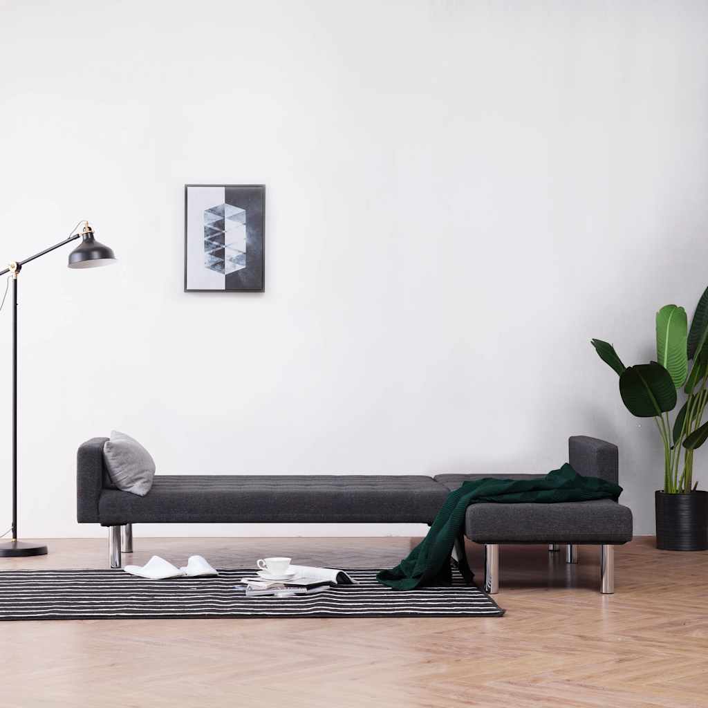 Canapé-lit en L Gris foncé Polyester - XIOS