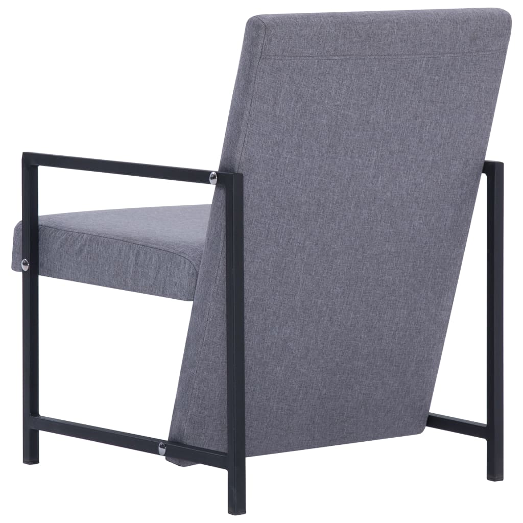 Fauteuil avec pieds chromés gris clair tissu - XIOS