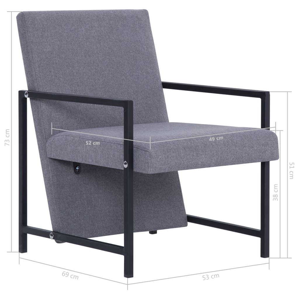Fauteuil avec pieds chromés gris clair tissu - XIOS