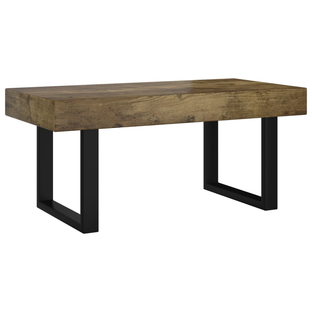 Table basse Marron foncé et noir 90x45x40 cm MDF et fer - XIOS