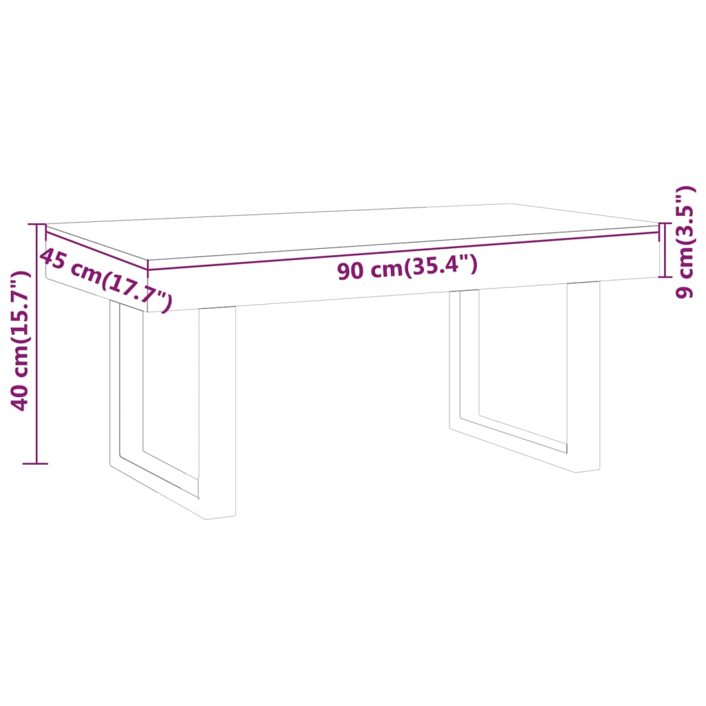 Table basse Marron foncé et noir 90x45x40 cm MDF et fer - XIOS