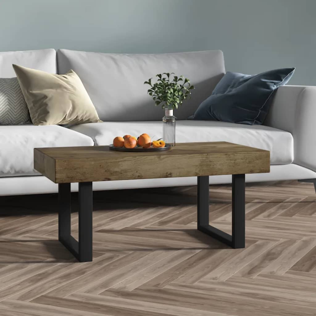 Table basse Marron foncé et noir 90x45x40 cm MDF et fer - XIOS
