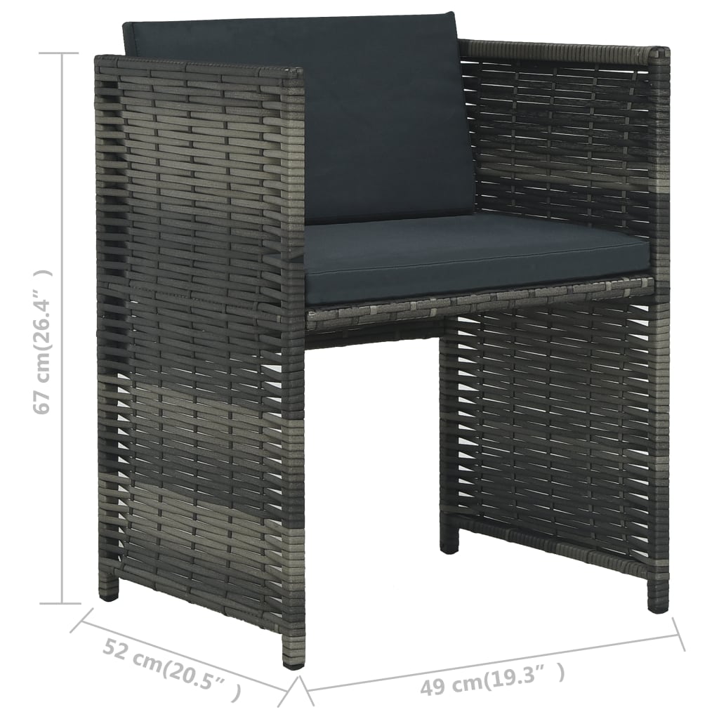 Ensemble de bistro 3 pcs avec coussins Résine tressée Gris - XIOS