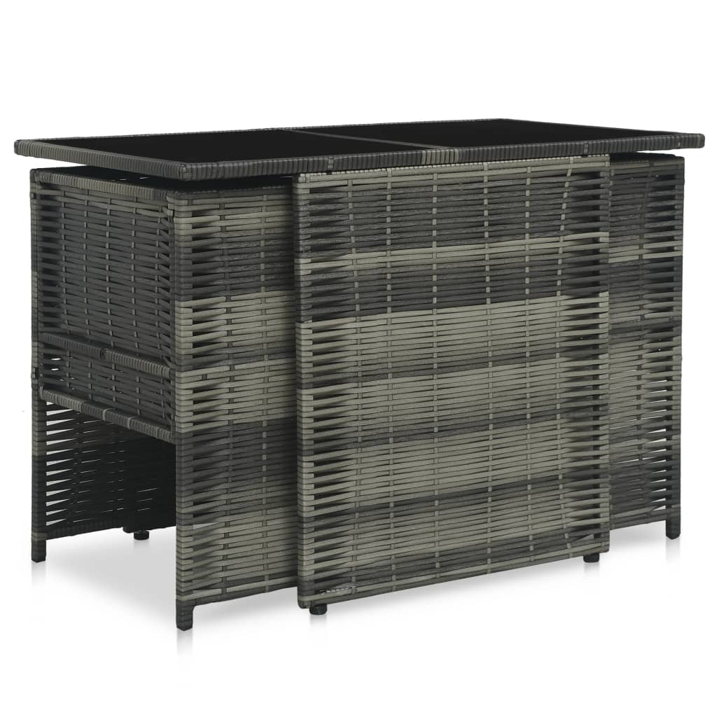 Ensemble de bistro 3 pcs avec coussins Résine tressée Gris - XIOS