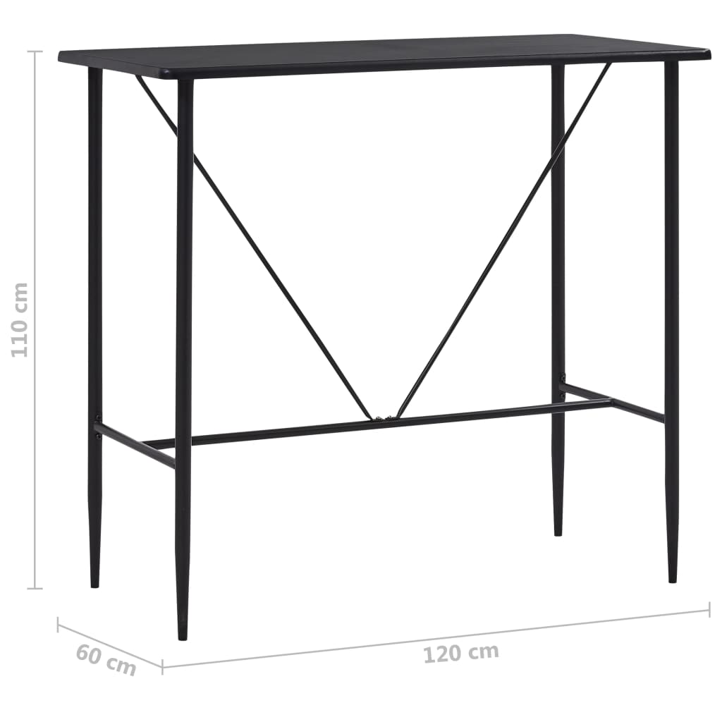 Table de bar Noir 120x60x110 cm MDF - XIOS