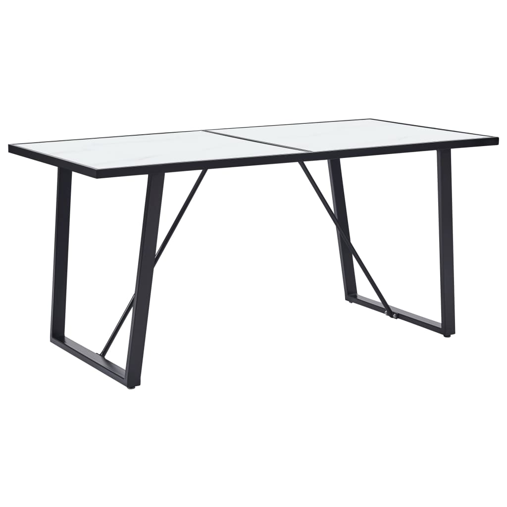 Table de salle à manger Blanc 160x80x75 cm Verre trempé - XIOS