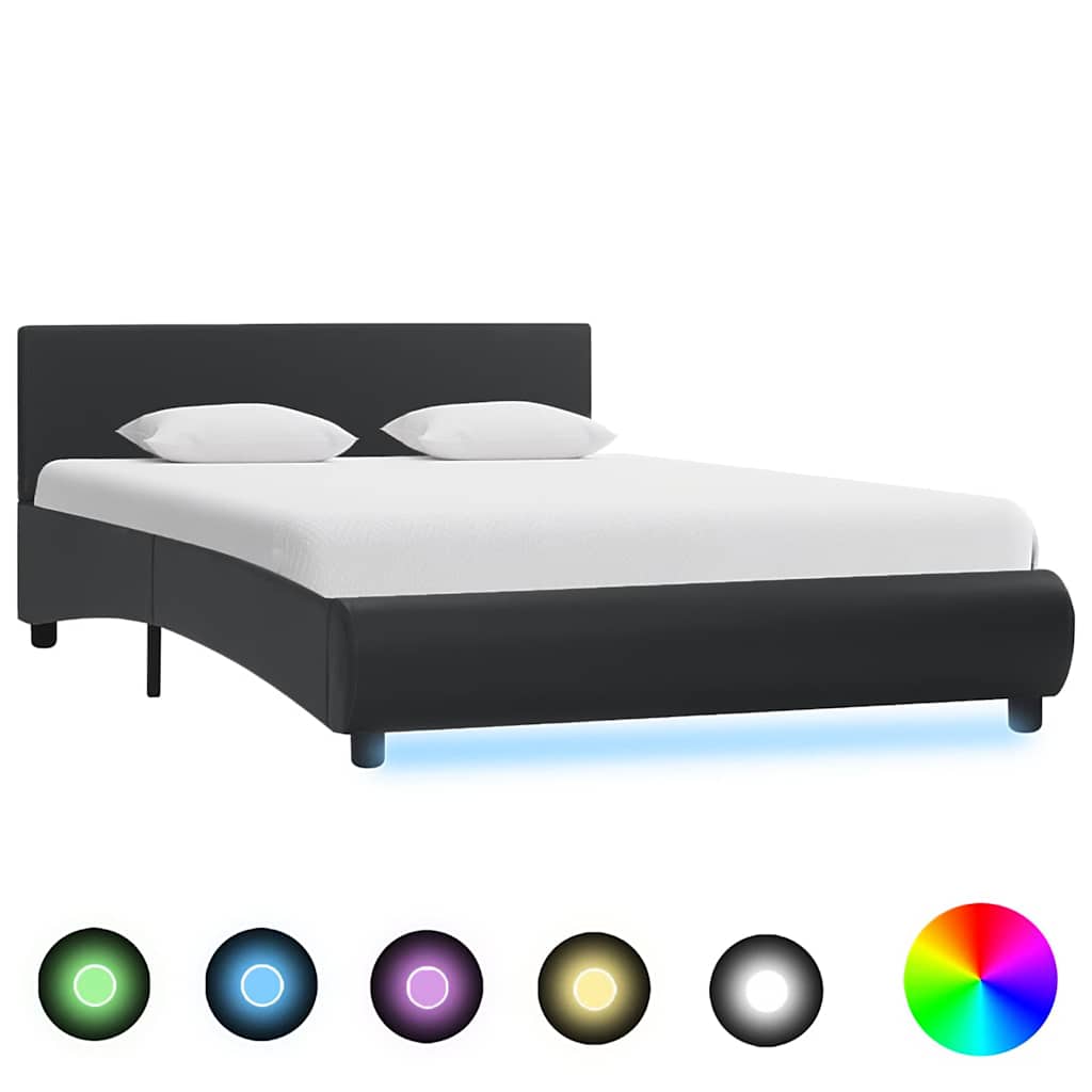 Cadre de lit avec LED sans matelas noir 120x200 cm
