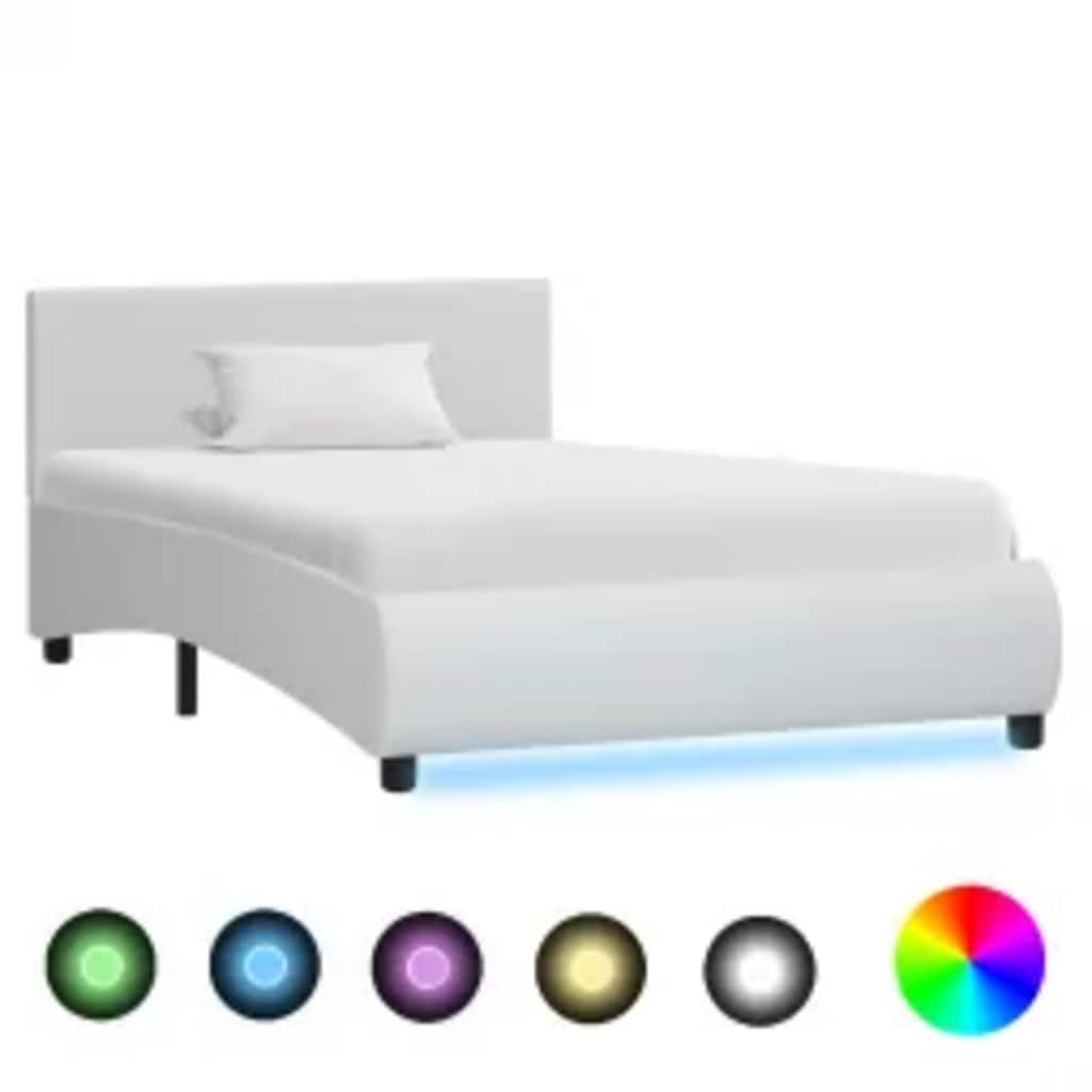 Cadre de lit avec LED sans matelas blanc 100x200 cm - XIOS