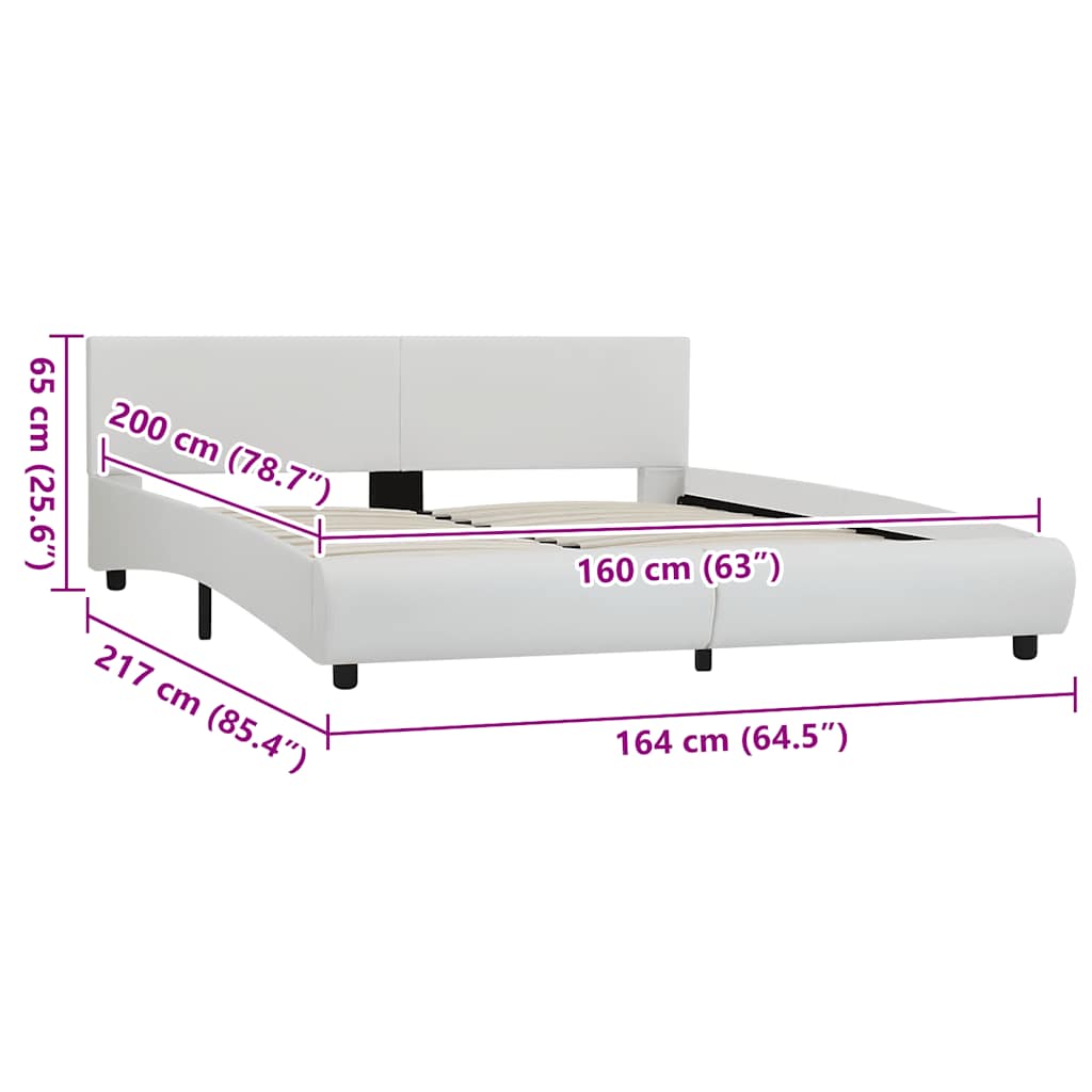 Cadre de lit avec LED sans matelas blanc 160x200 cm