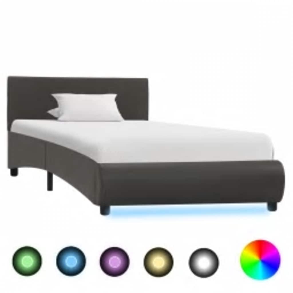 Cadre de lit avec LED sans matelas Gris Similicuir 100x200 cm - XIOS