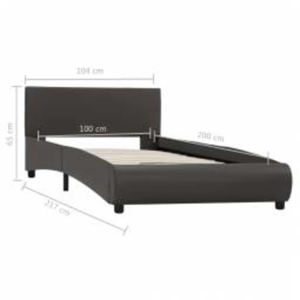 Cadre de lit avec LED sans matelas Gris Similicuir 100x200 cm - XIOS
