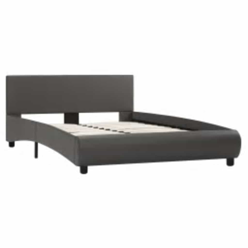 Cadre de lit avec LED sans matelas gris similicuir 140x200 cm - XIOS