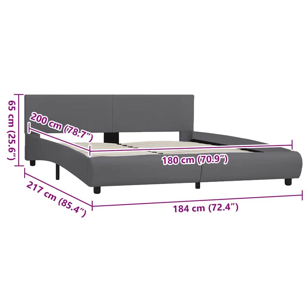 Cadre de lit avec LED sans matelas Gris Similicuir 180x200 cm - XIOS