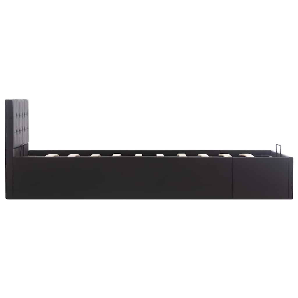 Cadre de lit à rangement hydraulique Noir Similicuir 90x200 cm