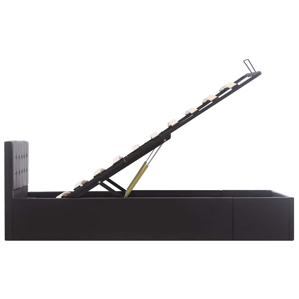 Cadre de lit à rangement hydraulique Noir Similicuir 90x200 cm