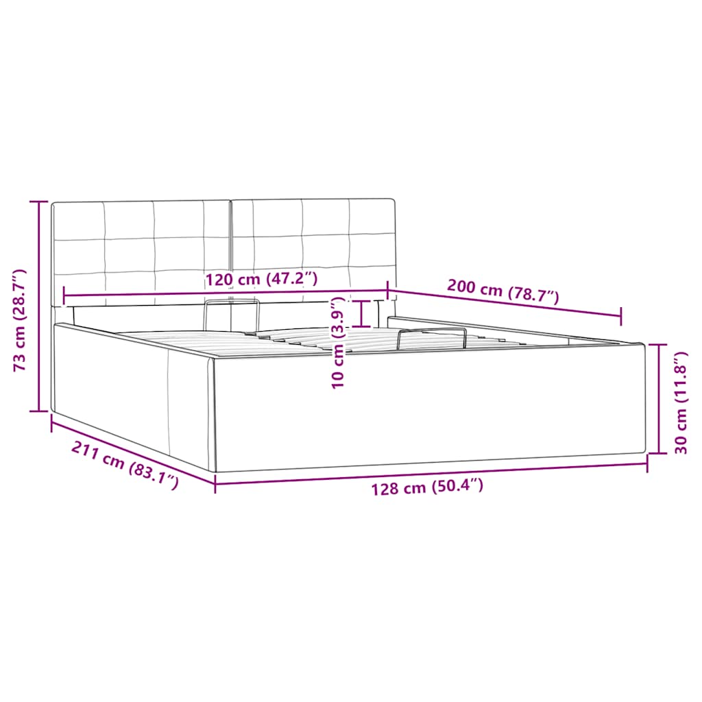 Cadre de lit à rangement hydraulique Noir Similicuir 120x200 cm - XIOS