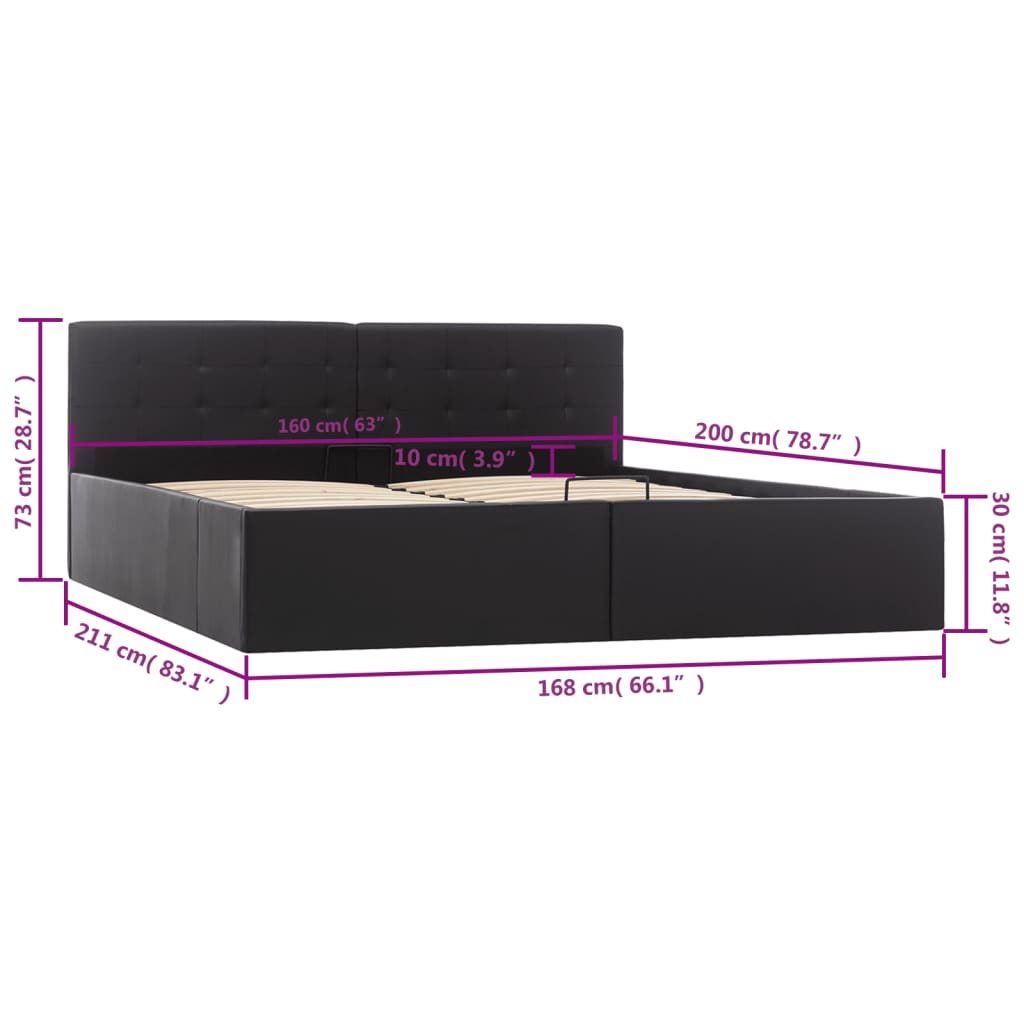 Cadre de lit avec rangement hydraulique Similicuir 160x200 cm - XIOS