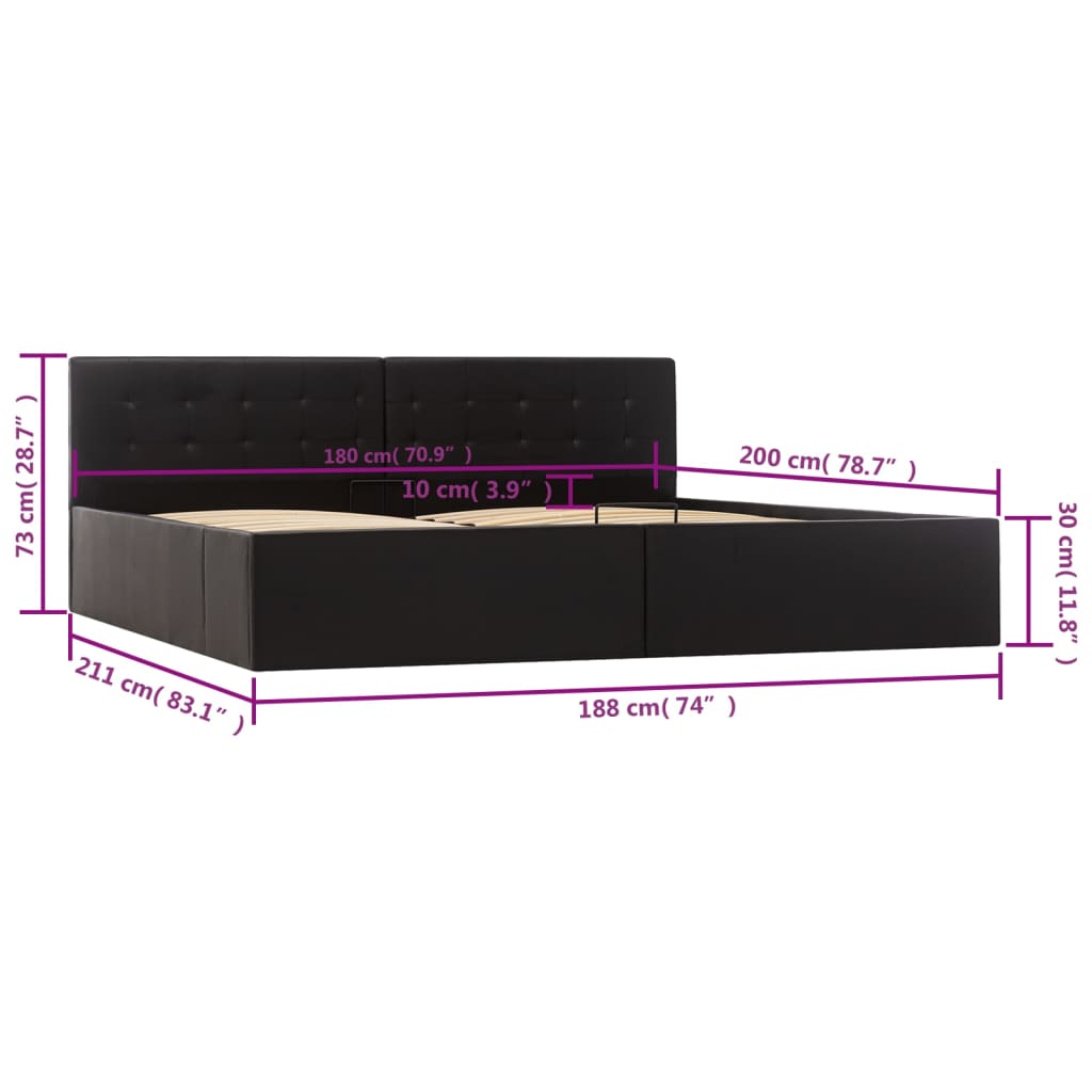Cadre de lit avec rangement hydraulique Similicuir 180x200 cm - XIOS