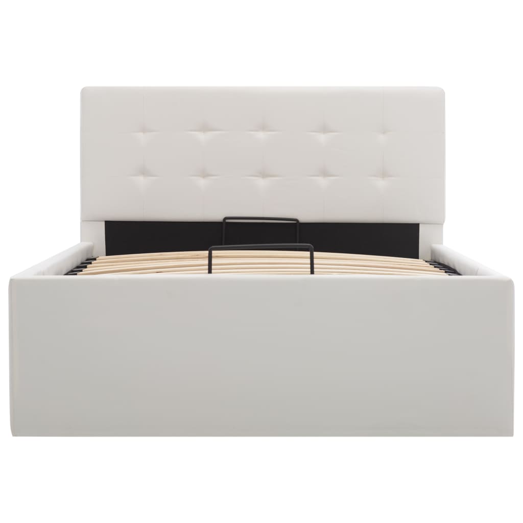 Cadre de lit à rangement hydraulique Blanc Similicuir 90x200 cm - XIOS