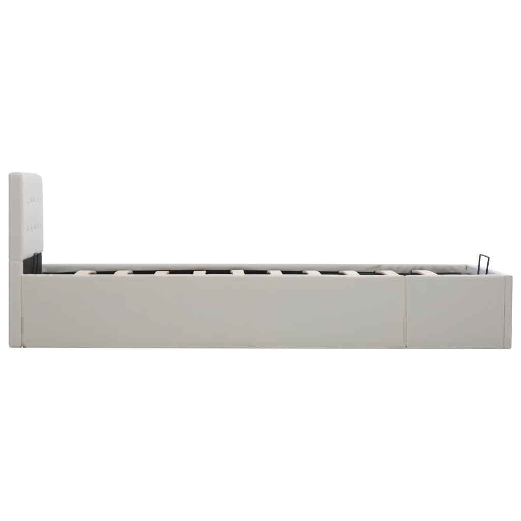 Cadre de lit à rangement hydraulique Blanc Similicuir 90x200 cm - XIOS