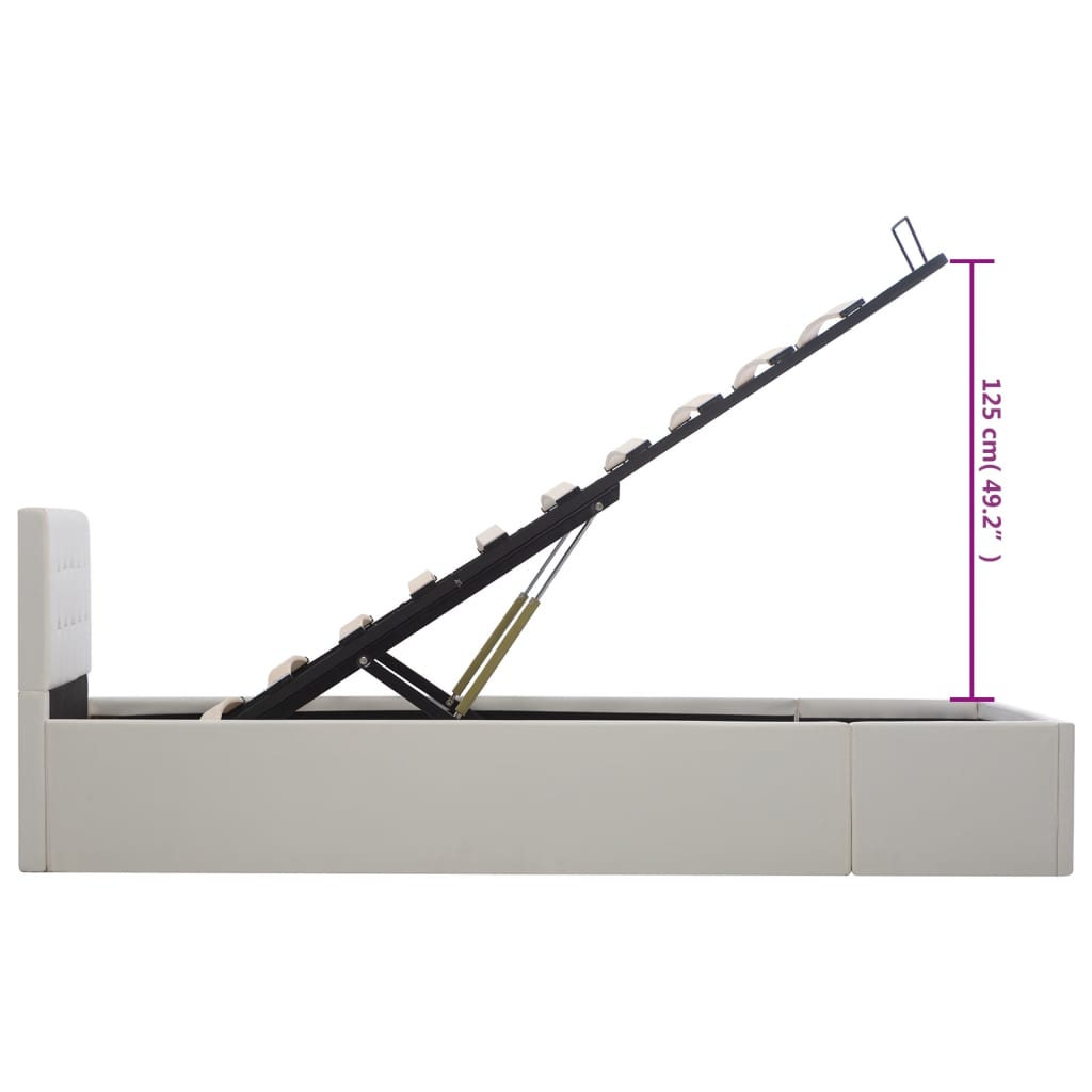 Cadre de lit à rangement hydraulique Blanc Similicuir 100x200cm - XIOS