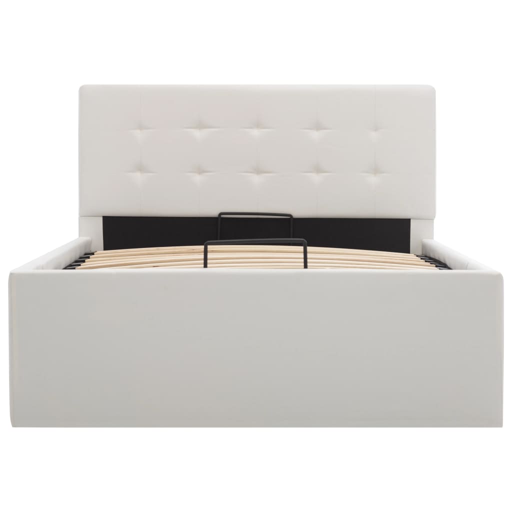 Cadre de lit à rangement hydraulique Blanc Similicuir 100x200cm - XIOS