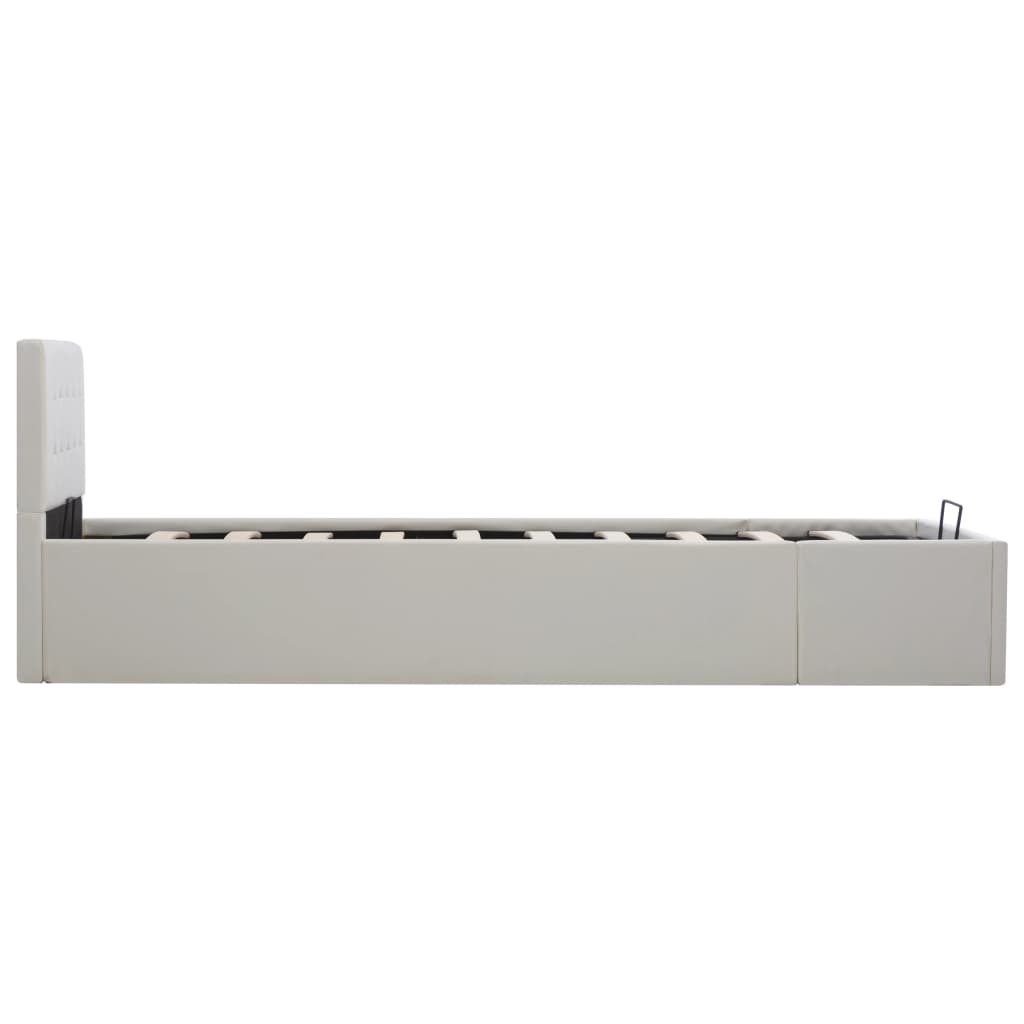Cadre de lit à rangement hydraulique Blanc Similicuir 100x200cm - XIOS